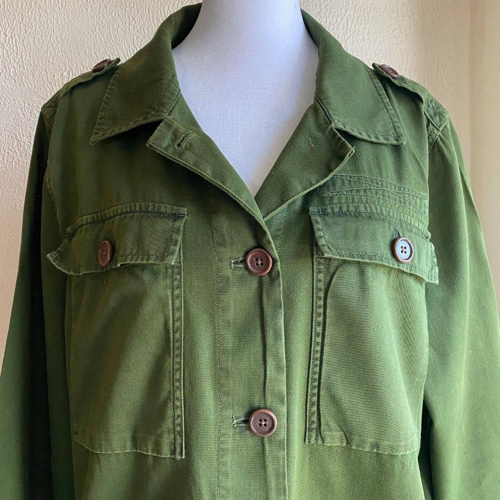 J. Crew green twill utility short swing field jacket Size M - Picture 3 of 13